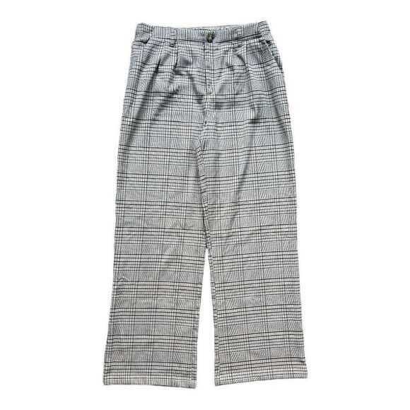 Juniors Womens SO Ivory Plaid Wide Leg Pleated Soft Spun Dress Pants - Sz 17 - Picture 3 of 5